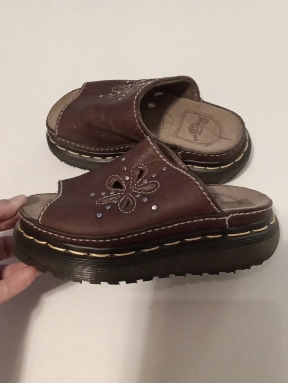 Dr Martens Vintage Kids Girls Sandals Slip On Chunky Flower Open Toe Size 12.5